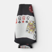 Poker, Quad Queens, Stubby Holder. Flesjeskoeler (Voorkant)