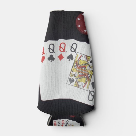 Poker, Quad Queens, Stubby Holder. Flesjeskoeler