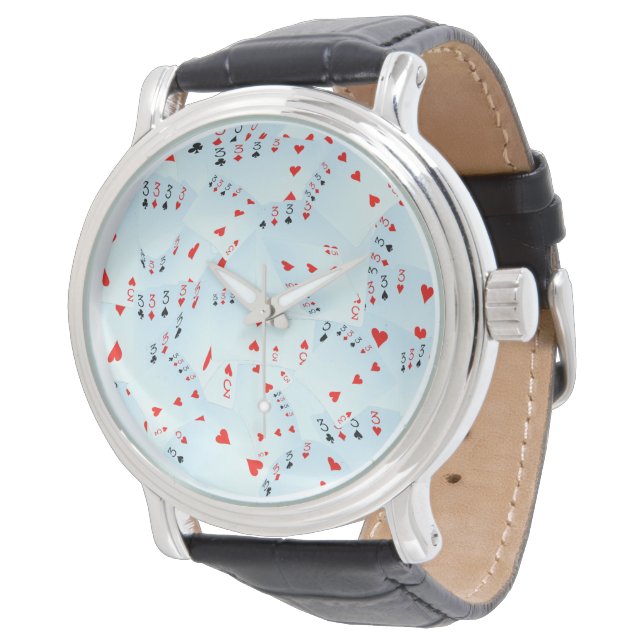 Poker Quad Threes Pattern Horloge (Gekanteld)