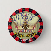 Poker Queen pin knop Ronde Button 5,7 Cm (Voorkant)