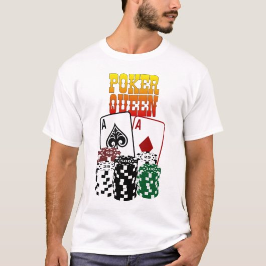 Poker Queen - Two Aces and Chips T-shirt (Voorkant)