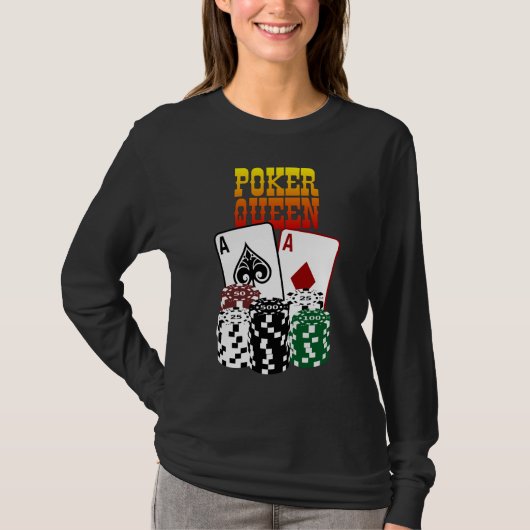 Poker Queen - Two Aces and Chips T-shirt (Voorkant)