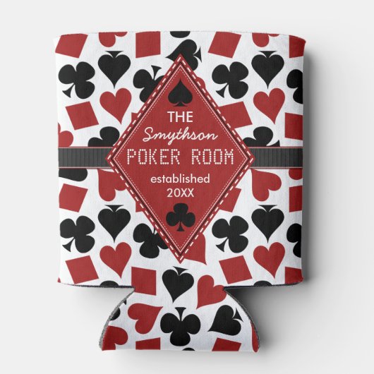 Poker Room Casino Kaart Suits Gepersonaliseerde Cl Blikjeskoeler (Achterkant)
