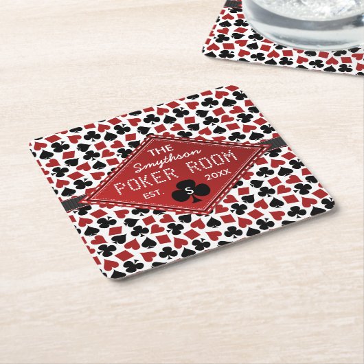  Poker Room Casino Kartonnen Onderzetters (Schuin)