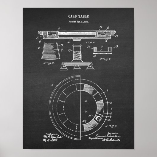 Poker Room Decor Patent no.1 Poker Kaart Game Tabl Poster (Voorkant)