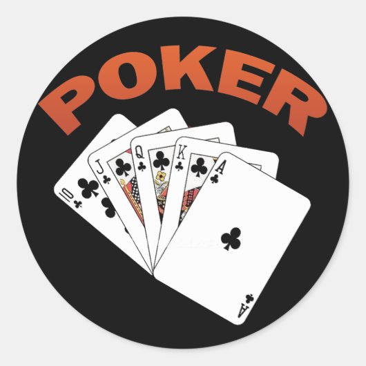POKER ROYAL FLUSH RONDE STICKER (Voorkant)
