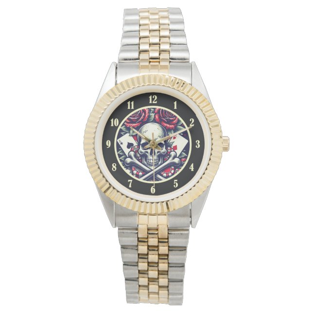 Poker Schedel Horloge (Voorkant)