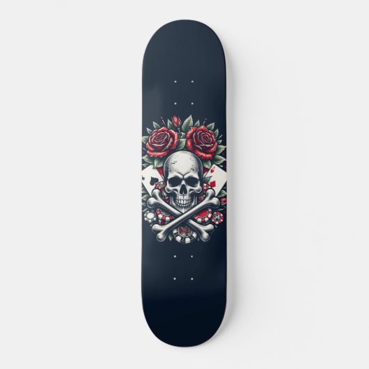Poker Skull Persoonlijk Skateboard (Voorkant)