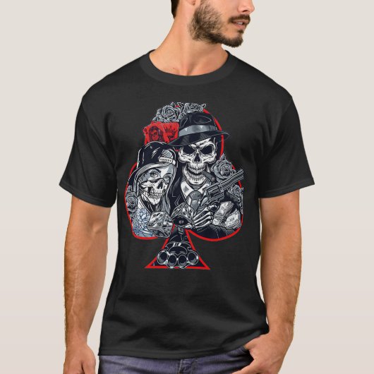 Poker Skulls Gangster Life Poker Spelers Gift T-shirt (Voorkant)