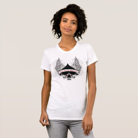 Poker Spade Wings en Rozen T-shirt (Voorkant volledig)