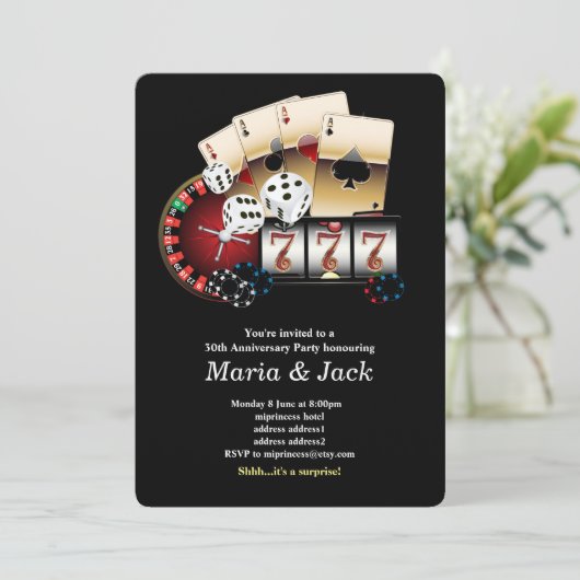 Poker-speelkaart, casino party-uitnodiging kaart (Staand voorkant)