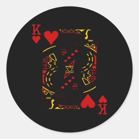 Poker Speelkaarten Koning van Hij Ronde Sticker (Voorkant)