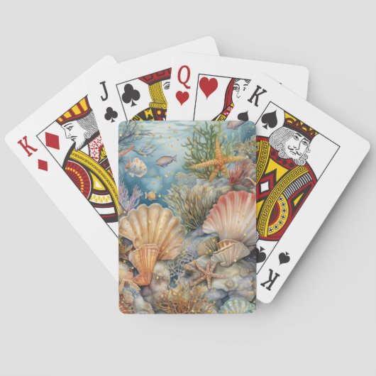 Poker speelkaarten met een schelpontwerp (Achterkant)