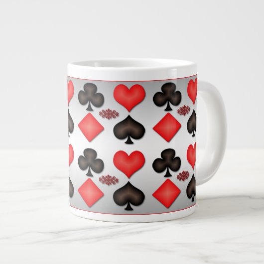 Poker speelkaarten Patroon Zilveren Mok (Voorkant rechts)