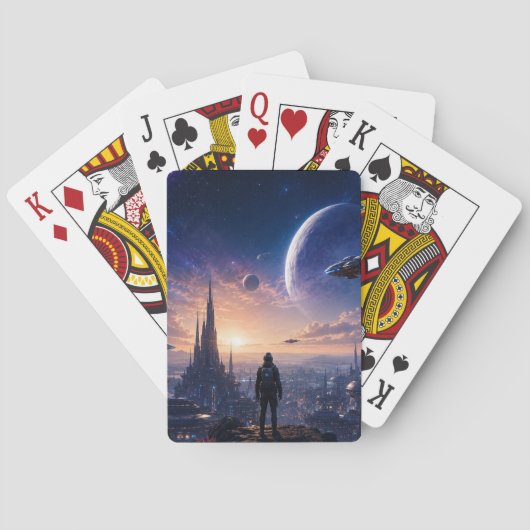 Poker speelkaarten • Sci-Fi Futuristisch stadsland (Achterkant)