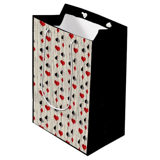 Poker Speelkaartsymbolen Medium Cadeauzakje (Voorkant Gekanteld)
