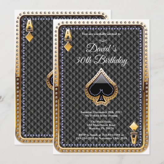 Poker Spelen Kaart Casino Verjaardagsuitnodiging (Voorkant / Achterkant)