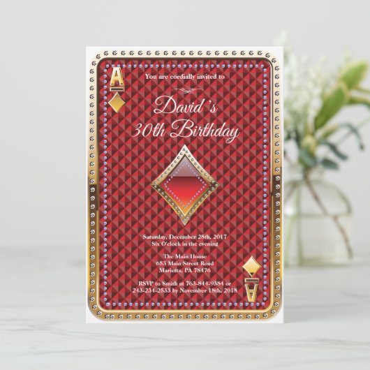 Poker Spelen Kaart Casino Verjaardagsuitnodiging (Staand voorkant)