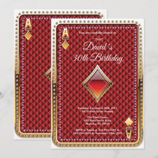 Poker Spelen Kaart Casino Verjaardagsuitnodiging (Voorkant / Achterkant)