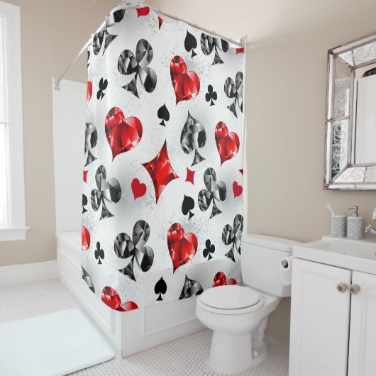 Poker Speler Gambler Spelen Kaart Suits Las Vegas Douchegordijn (In situ)