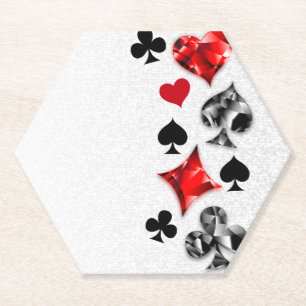 Poker Speler Gambler Spelen Kaart Suits Las Vegas Kartonnen Onderzetters