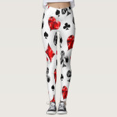 Poker Speler Gambler Spelen Kaart Suits Las Vegas Leggings (Voorkant)