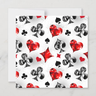 Poker Speler Gambler Spelen Kaart Suits Las Vegas Magnetische Uitnodiging