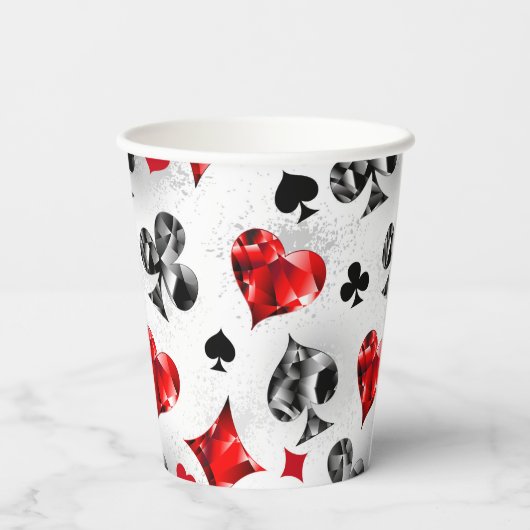 Poker Speler Gambler Spelen Kaart Suits Las Vegas Papieren Bekers (Achterkant)