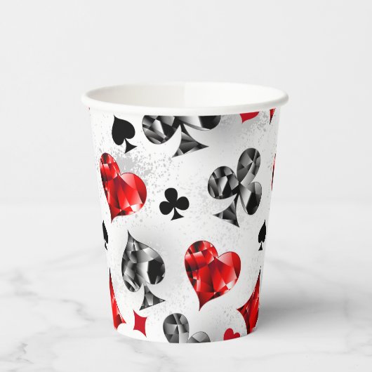 Poker Speler Gambler Spelen Kaart Suits Las Vegas Papieren Bekers (Links)