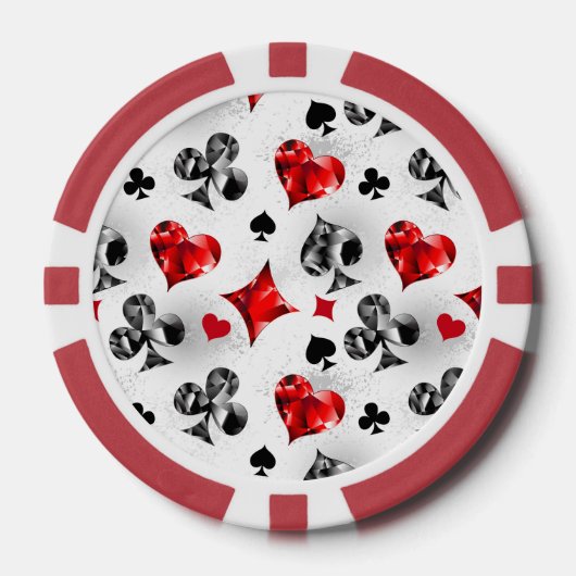 Poker Speler Gambler Spelen Kaart Suits Las Vegas Poker Chips (Voorkant)
