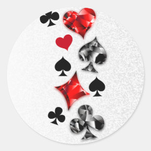 Poker Speler Gambler Spelen Kaart Suits Las Vegas Ronde Sticker