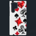 Poker Speler Gambler Spelen Kaart Suits Las Vegas Samsung Galaxy Hoesje<br><div class="desc">Grijze,  gestructureerde achtergrond met veelhoekige speelkaarten symbolen. Symbolen van speelkaarten,  hart,  diamant,  spade en club.</div>