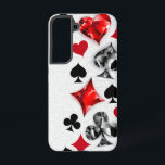 Poker Speler Gambler Spelen Kaart Suits Las Vegas Samsung Galaxy Hoesje<br><div class="desc">Grijze,  gestructureerde achtergrond met veelhoekige speelkaarten symbolen. Symbolen van speelkaarten,  hart,  diamant,  spade en club.</div>