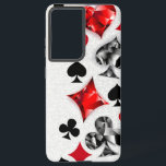 Poker Speler Gambler Spelen Kaart Suits Las Vegas Samsung Galaxy Hoesje<br><div class="desc">Grijze,  gestructureerde achtergrond met veelhoekige speelkaarten symbolen. Symbolen van speelkaarten,  hart,  diamant,  spade en club.</div>