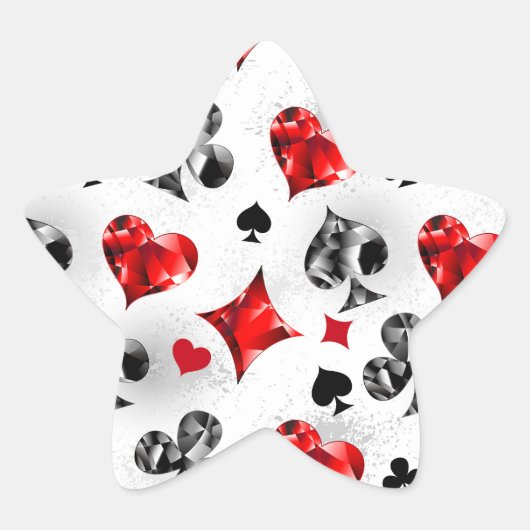 Poker Speler Gambler Spelen Kaart Suits Las Vegas Ster Sticker (Voorkant)