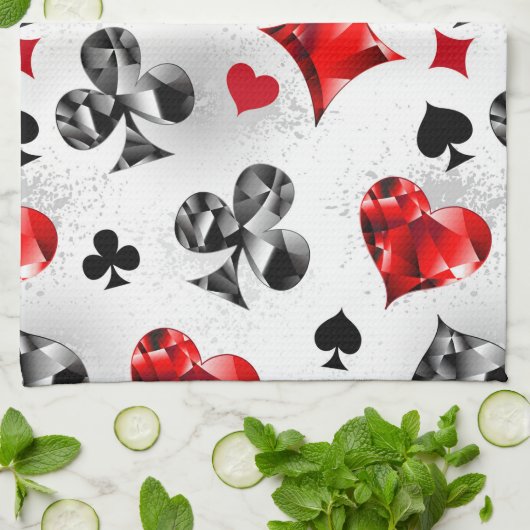 Poker Speler Gambler Spelen Kaart Suits Las Vegas Theedoek (Gevouwen)