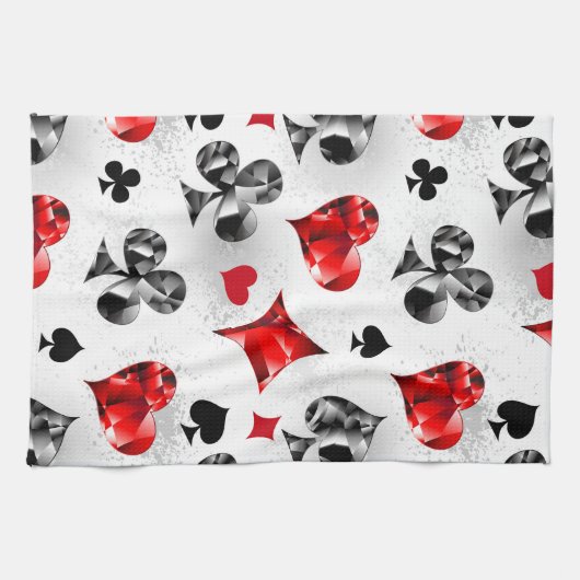 Poker Speler Gambler Spelen Kaart Suits Las Vegas Theedoek (Horizontaal)