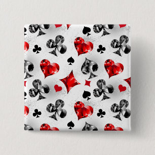 Poker Speler Gambler Spelen Kaart Suits Las Vegas Vierkante Button 5,1 Cm
