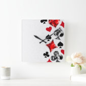 Poker Speler Gambler Spelen Kaart Suits Las Vegas Vierkante Klok (Huis)