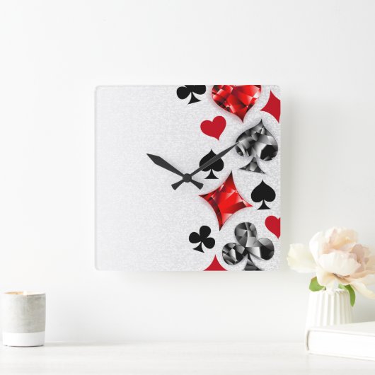 Poker Speler Gambler Spelen Kaart Suits Las Vegas Vierkante Klok (Huis)