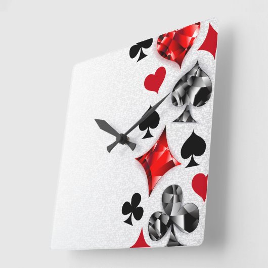 Poker Speler Gambler Spelen Kaart Suits Las Vegas Vierkante Klok (Hoek)