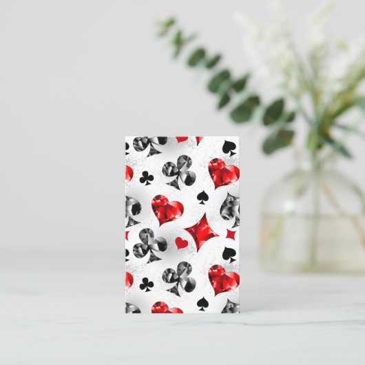 Poker Speler Gambler Spelen Kaart Suits Las Vegas Visitekaartje (Staand voorkant)