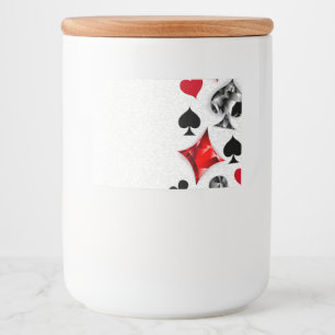 Poker Speler Gambler Spelen Kaart Suits Las Vegas Voedselcontainer Etiket