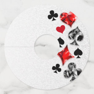 Poker Speler Gambler Spelen Kaart Suits Las Vegas Wijnglaslabel