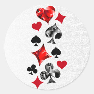 Poker Speler Gambler Spelen Kaart Suits LasSticker Ronde Sticker