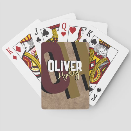 Poker Speler Naam Cool Bold Monogram Pokerkaarten (Achterkant)