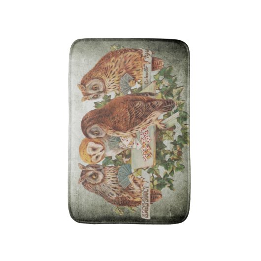 Poker Spellend Owls Illustratie Badmat (Voorkant Verticaal)
