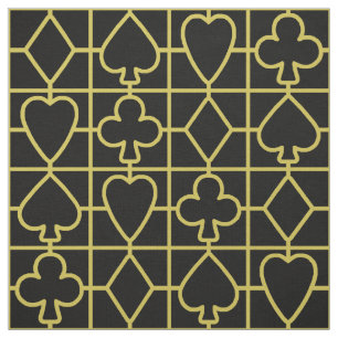 Poker Spelling Card Suit Vegas Casino Black Gold Stof