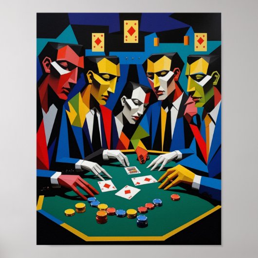 Poker Strategie Abstracte Geometrische Kunst Poster (Voorkant)