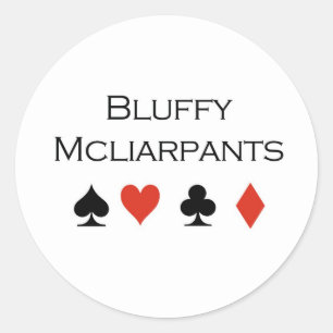 Poker T-shirts: "Bluffy McCliarpants" Ronde Sticker